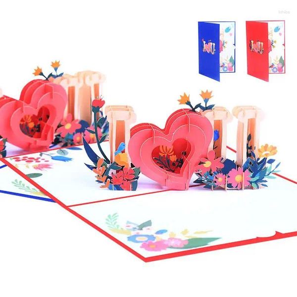 Fournitures de fête, carte de fête des mères, je t'aime, papier 3D Floral, carte postale mémorable pour mère, anniversaire