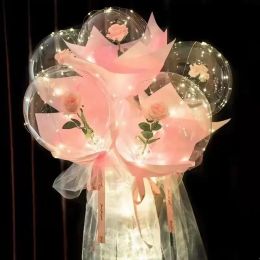Feestvoorraden Valentijnballonnen Transparante lichtballonnen met rozenbloem voor huwelijksverjaardag Verjaardag Banquet Decoratie
