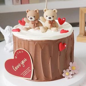 Party Supplies Valentine's Day Cake Topper Soft Lijm Bow Coco Bear Baking Decoratie Ornamenten Doll Bruiloft Baby Boy Girl