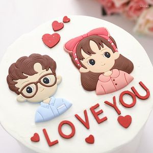 Feestartikelen Valentijnsdag Zachte lijm Romantische taart Dessert Cupcake Topper Decoratie Love You Wedding Sweetheart Tafelornamenten