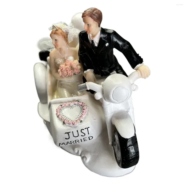 Suministros de fiestas para el novio de San Valentín Decoración de la boda de la boda Cake Topper Bride en el adorno de figuras de motocicletas