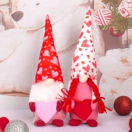 Feestartikelen Valentijnsdag Gnome Pluche Elf Decorations Creative Gift Handmade Scandinavian Tomte Doll voor Valentijnsdag Tafel Ornament