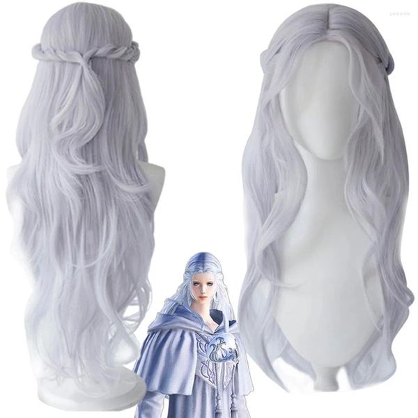 Suministros de fiesta Venat Cosplay Fantasy Women Wigs Outfits Game Final Cos Roleplay Sliver Accesorios de vestuario de peluca larga