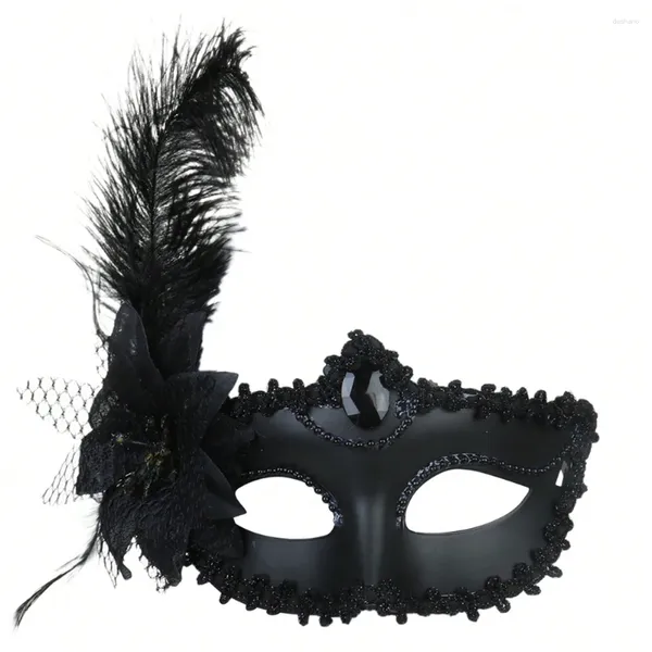 Fourniture de fête Venise Adulte Masquerade Princesse masque Femme Femme Face Sexy Sexy Side Flower Astrich Feather