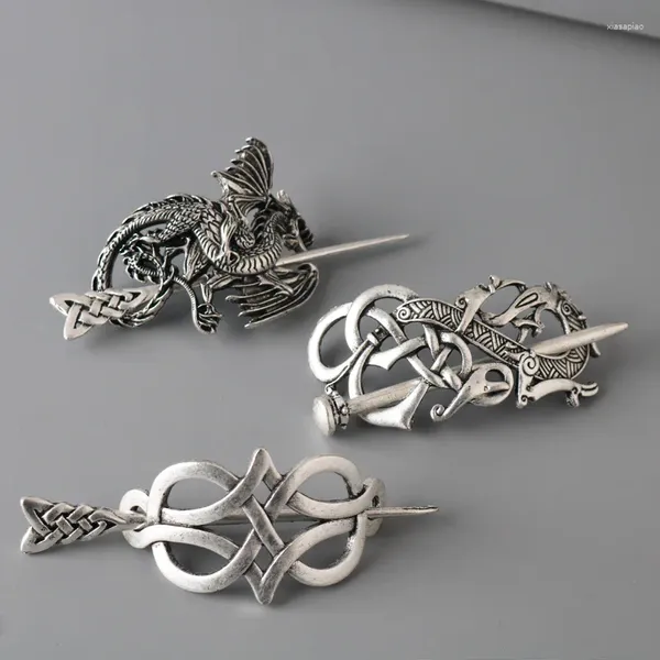 Party Supplies Viking Hairpin Celtics Knots Crown Vintage Metal Hair Stick Runes Dragons Slide Clip Women Jewelry Accessoire