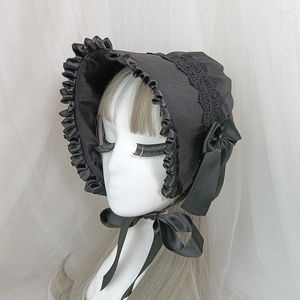 Articles de fête Vintage victorien Multilaye dentelle Bonnet chapeau gothique Lolita femmes filles femme de chambre Cosplay casque