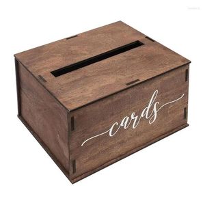 Salle de fête de la boîte de mariage enveloppe KeepSake avec slot rustique support en bois