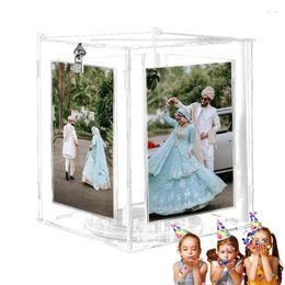 Suministros para fiestas, caja para tarjetas de boda para recepción, sobre acrílico transparente con marco de fotos, deseos de dinero, despedida de soltera