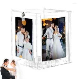 Boîte porte-cartes de mariage, fournitures de fête, enveloppe transparente avec cadre photo, serrure à lettres pour réception nuptiale