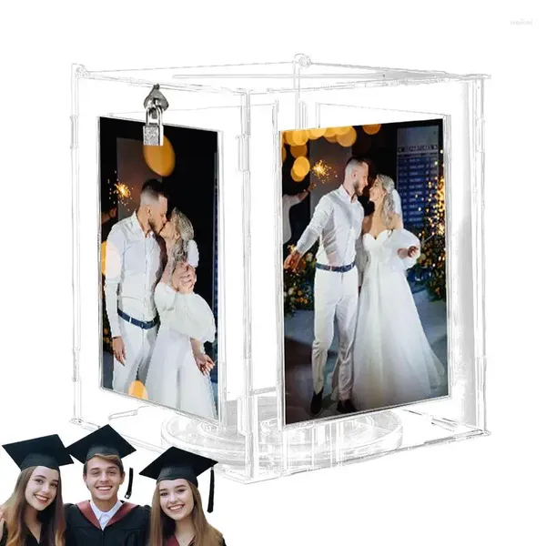 Suministros para fiestas, caja para sobres de boda, soporte giratorio para marco de fotos, letras con cerradura para graduación de despedida de soltera