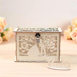 Fournitures de fête Boîte de cartes-cadeaux de mariage Enregistrement en bois avec écluse DIY Belle décoration