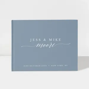 Fournitures de fête Livre d'or de mariage |Bleu et blanc poussiéreux 50 feuilles de choix de couleur Disponible conception: 004