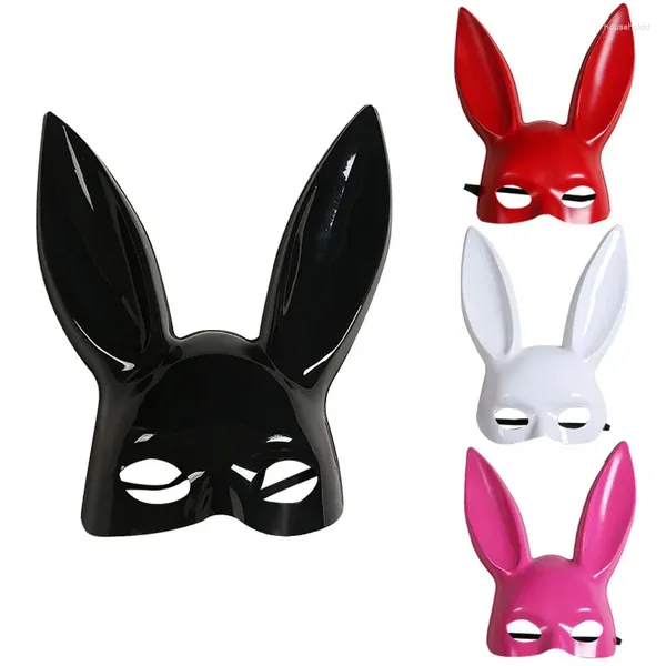 Masque de lapin Sexy pour femmes et filles, fournitures de fête, blanc et noir, demi-visage, longues oreilles, mascarade de Bondage, accessoires de Costume de Cosplay