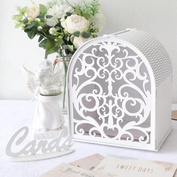 Boîte à cartes-cadeau blanche avec fenêtre creuse, fournitures de fête, enveloppe de mariage Boho, tirelires pour décorations de remise de diplôme