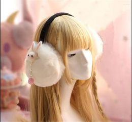 Fournitures de fête hiver fille mignon blanc chaud cache-oreilles doux femmes Lolita plus chaud manchon oreille couverture bandeau accessoires B865