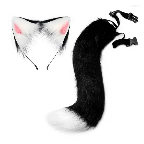 Fournitures de fête Loup Renard Oreilles Queue Ceinture Réglable Fourrure Animal Bandeau Cosplay Accessoires Carnaval Déguisement Halloween Costume Accessoires