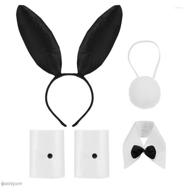 Fournitures de fête femmes ensemble d'accessoires collier d'oreille noeud papillon poignets queue bandeau pour Halloween noël Cosplay accessoires de déguisement