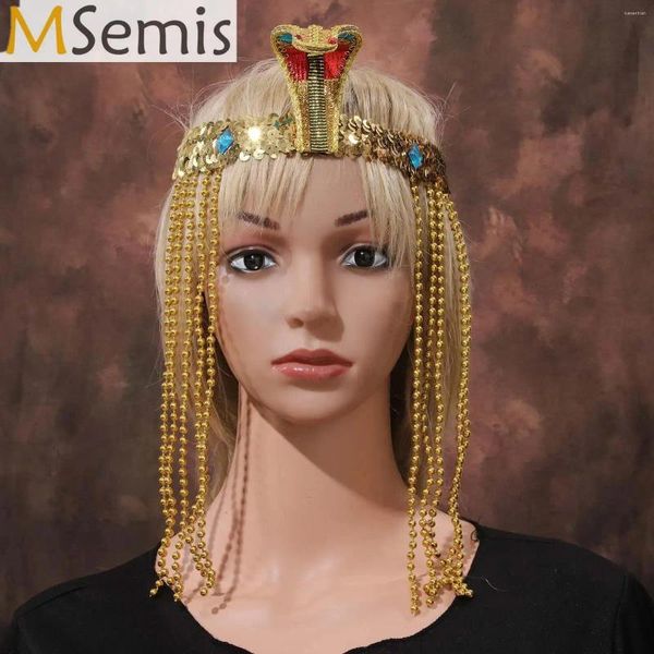 Party Supplies Femmes Halloween Ancient Egypte Cléopâtre Cosplay Headwear Band Band Perles Chaîne Tassels