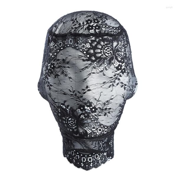 Masque en dentelle noire pour femmes, fournitures de fête, Sexy, mascarade, unisexe, adulte, capuche complète, couvre-tête, Festival, Halloween, Cosplay, yeux