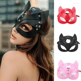 Masque en cuir pour femmes, fournitures de fête, Sexy, exotique, demi-visage, renard, Cosplay, Halloween, balle, Punk SM, jeu pour adultes, carnaval, boîte de nuit