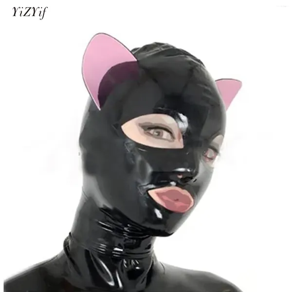 Masque à capuche en Latex pour femmes, fournitures de fête, couvre-tête avec fermeture éclair pour boîte de nuit, jeu de rôle Cosplay