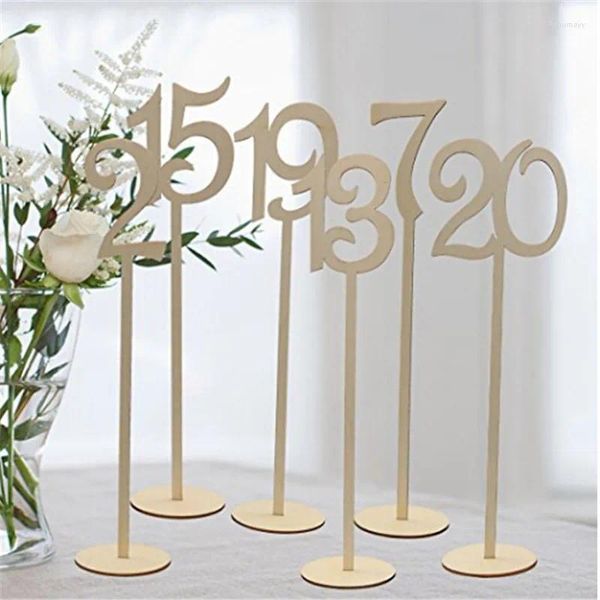 Support de lieu de mariage en bois, fournitures de fête, numéro de Table, carte numérique, décoration de siège, 10 pièces/paquet, 2024