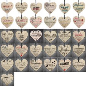 Fournitures de fête Noël en bois AMOUR Puce de Noël Suspendus Cadeau Plaque Pendentif Coeur Forme Lettre Amitié Bouteille De Vin Décor Pendentifs Tags ZWL686