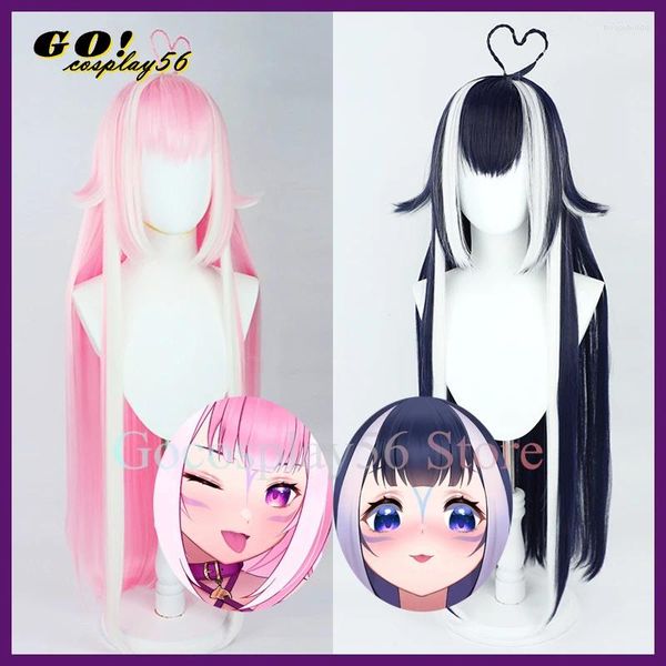 Suministros de fiesta Youtuber Shylily peluca Cosplay Live3D pelo largo y recto negro mezclado blanco rosa azul oscuro VTuber niñas Idol Headwear