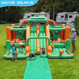 Party Topkwaliteit Outdoor Grade Green Kids Carnaval Bounce Huis Opblaasbaar Springen Springkasteel Waterglijbaan 240127