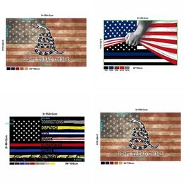 Drapeaux de fête Trump 90x150cm, drapeaux de la Police américaine, 2ème amendement, drapeau américain Vintage, ne marchez pas sur moi, bannière FlagsZC521