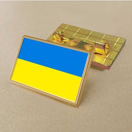 Party Oekraïense vlagpen Pin 2.5*1,5 cm zink gegoten PVC kleur gecoate goud rechthoekige rechthoekige rechthoekige medaillonbadge zonder toegevoegde hars