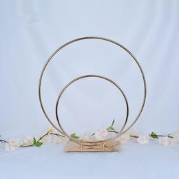 Décoration de fête de mariage toile de fond or fleur support double anneau étagère Table centres de table 6 pièces