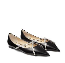 Fête Mariage GENEVI FLAT série Sandales bout pointu chaussures plates Chic cristal rivet chaîne décoration à la mode et élégante ajouter un charme différent