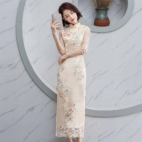 Fête Femmes Robe De Luxe Chine Style Élégant Banquet Long Qipao Oriental Femme Mariage Mince Bal Cheongsam Robes Robe S-4XL Et310P