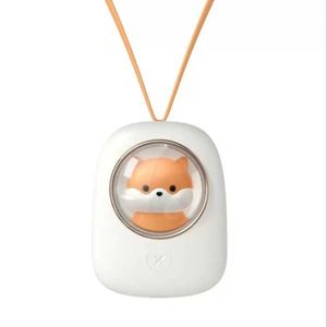 Partys-ventilador de cuello colgante para mascotas, dispositivos USB con carga USB, portátil, de escritorio, con cordón de dibujos animados, cápsula espacial, 2022