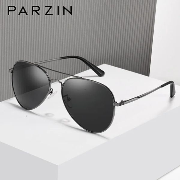 PARZIN lunettes de soleil polarisées pour hommes, Design de marque, monture en alliage, lunettes de soleil pilote pour conducteur masculin, lunettes de conduite UV400 6635 240228