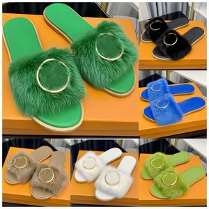 Paseo Comfort Mule Slide Sandale Designer Femmes Mink Hair Plats plates Summer Place Sandles Chaussures Plateforme en peluche Sandale