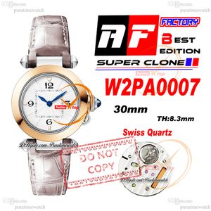 PASHA W2PA0007 Swiss Quartz Womens Watch AF 30 mm de dos tonos Rose Gold White Dial de cuero gris Ladies Relojes Lady Super Edition RELOJ MUJER PURTIME PTCAR
