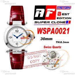 Pasha WSPA0021 Zwitserse kwarts Womens Watch AF 30 mm stalen kast witte textureerde wijzerplaat rode lederen riem dames horloges lady super edition reloj de mujer puretime ptcar