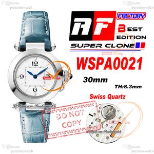 Pasha WSPA0021 Zwitserse kwarts Womens Watch AF 30 mm stalen kast witte textuur wijzerplaat blauwe lederen band dames horloges lady super editie reloj de mujer puretime ptcar