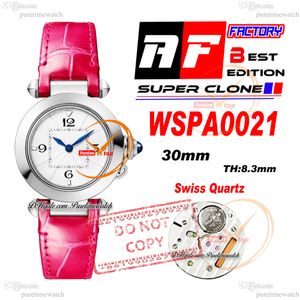 Pacha WSPA0021 Suisse Quartz Womens Watch Af 30 mm Areau en acier Cadrée texturée profonde Strap de cuir rose foncé