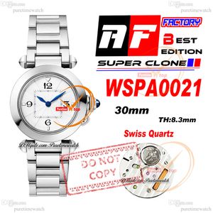 PASHA WSPA0021 Swiss Quartz Womens Watch AF 30 mm Dial de textura blanca Pulsera de acero inoxidable Ladys Ladies Watches Super Edition RELOJ DE MUJER PURETIME PTCAR