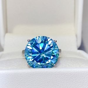 PASA PRUEBA DE DIAMOND 100% 925 STERLING GRA CERTIFICADO VVS1 1CT 2CT 3CT 5CT 10CT Ring de moissanite azul para hombres Joyería de boda para mujeres