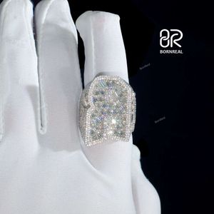 Pass Diamond Test Emerald Cut Vvs Moissanite Hip Hop Ring Nieuw Ontwerp 925 Zilveren Fancy Sieraden Edelsteen Ring voor Mannen vrouwen