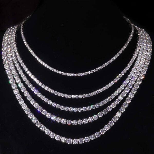 Testeur de diamants, 2MM 3MM 4MM 5MM 6.5MM, collier en argent 925 glacé, collier en diamant VVS, chaîne de Tennis Moissanite IFIU