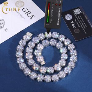 Testeur de diamant 408Ct, chaîne Moissanite 10 Mm, collier de Tennis classique en argent Sterling de haute qualité, bijoux