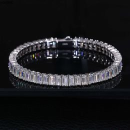 Pass Diamond Tester 5mm * 3mm 26CT Baguette Moisanite Tennis Bracelet 925 STERLING Silver Fine Jewelry Eternity Bracelet Femmes