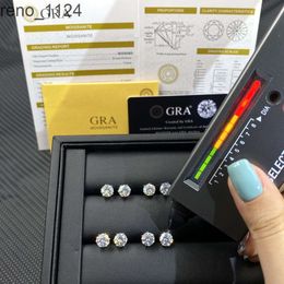 Pass Diamond Tester-pendientes de hip hop de 6,5mm y 1 quilate, joyería clásica de 6 puntas, pendientes de moissanita de Plata de Ley 925