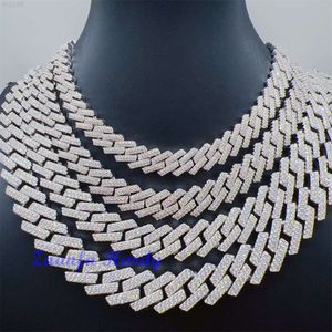 Pass Diamond Tester 925 Silver Cuban Link ketting Iced 10 mm 12 mm 13,5 mm 15 mm 2 rijen Hip Hop VVS Moissanite Cubaanse ketting