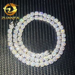 Pass Diamond Tester 925 Bijoux Hip Hop en argent sterling Men de Hip Hop Chaîne Moissanite 6 mm Iced Out Micro Cluster Tennis Collier